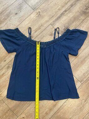 Women’s Blouse, Sweet Wanderer Shirt with Lace Accents, Size M